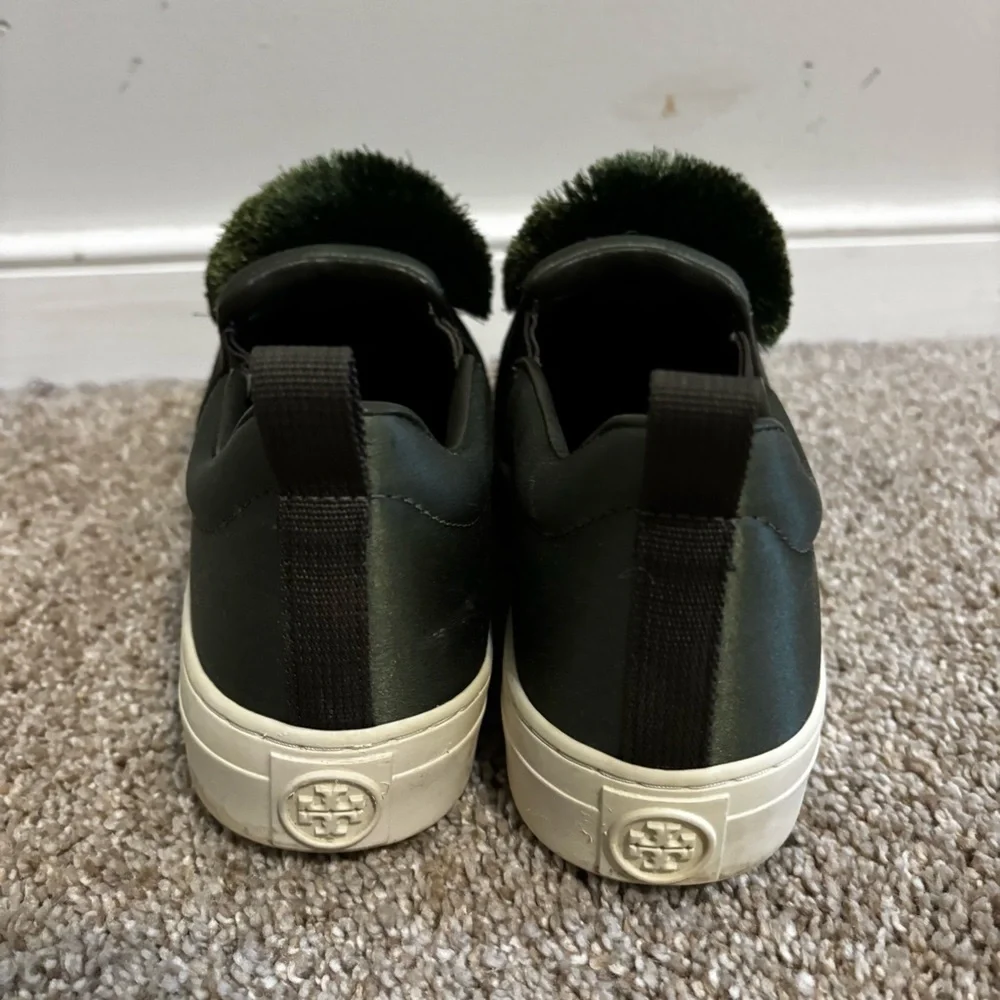 TORY BURCH Pom Pom Satin Platform Sneaker In Green Women’s Size 6.5